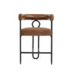 Harland - Set of 2 - 30" Light Brown Upholstered PU Bar Stools with Black Metal Frame and Modern Curved Backrest