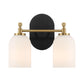 Vortex - 2 Lights Vanity In Style For Over Bathroom Mirror Wall Sconce - Black / Gold / White
