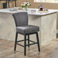 Lorian - Set of 2 - 26" Charcoal Grey Swivel Counter Stool with Birch Legs and Fabric Upholstery