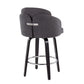 Celeste - Set of 2 - 30" Black Counter Stools in Grey Fabric with Chrome Footrest