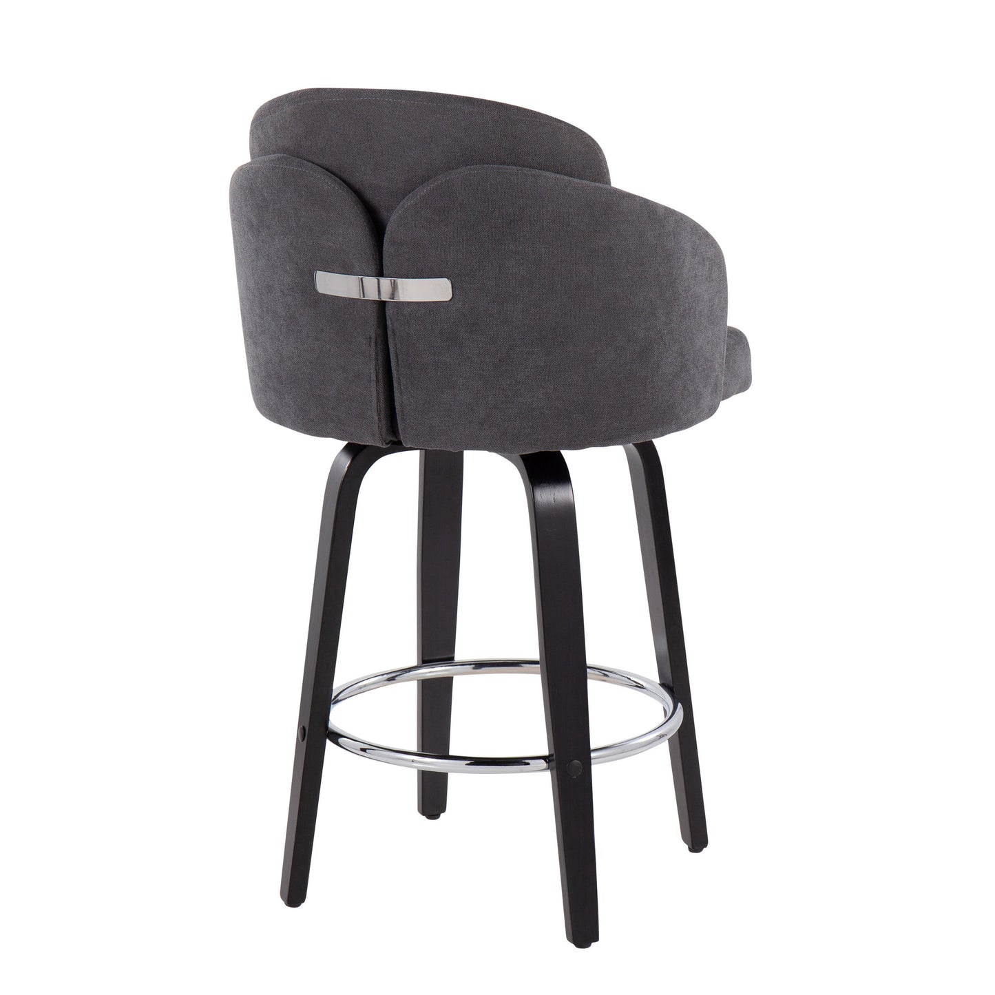 Celeste - Set of 2 - 30" Black Counter Stools in Grey Fabric with Chrome Footrest