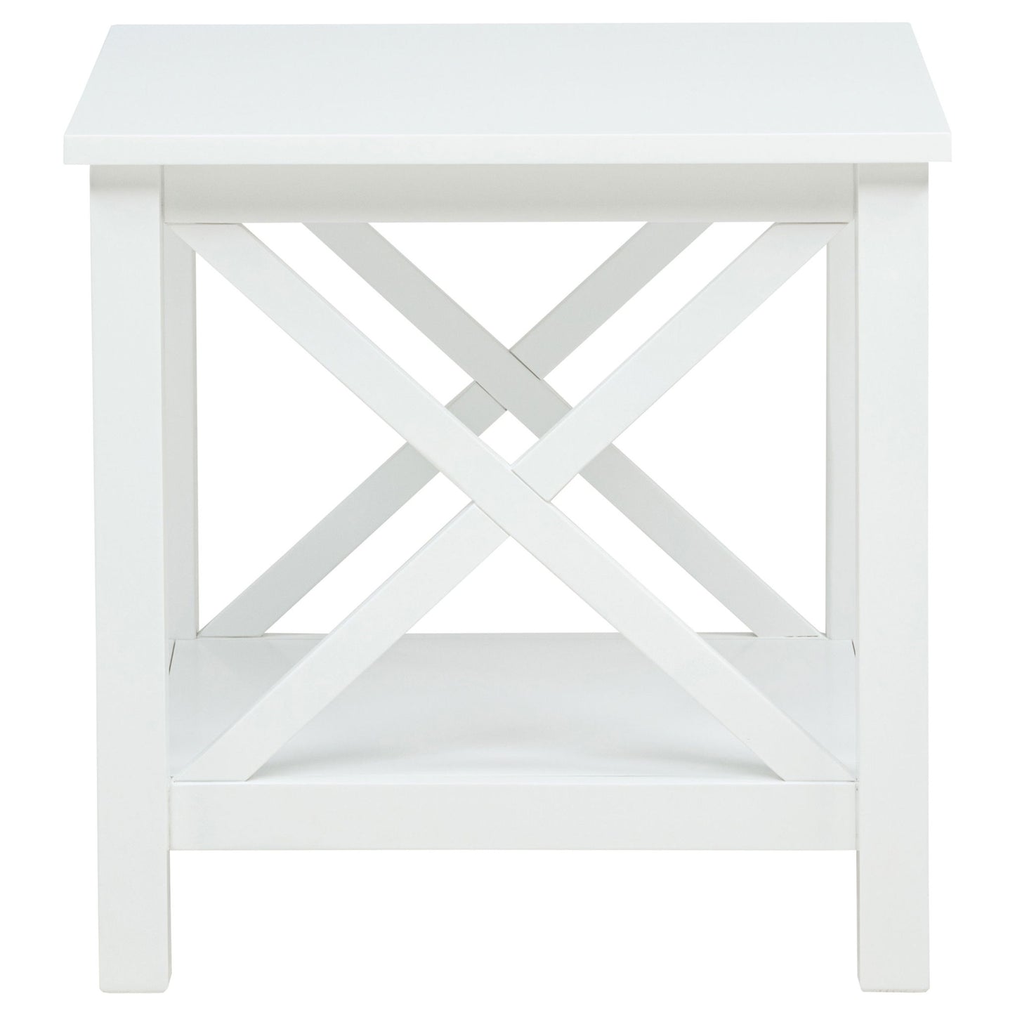 Slater - End Table With X Frame Trim - White