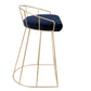 Aveline  - Set of 2 - 28" Gold Swivel Velvet Counter Stools in Blue