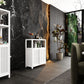 Bamboo Large Capacity Storage Cabinet With Shelves For Bathroom And Living Room - White