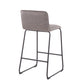 Ashira - Set of 2 - 24" Grey Faux Leather Counter Height Stools with Black Metal Legs