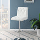 Milon - Set of 2 - 29" Adjustable White Faux Leather Bar Stools with Tufted Chrome Base