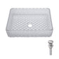Rectangle Vessel Sink With Diamond Texture With Pop Up Drain (No Faucet) - White