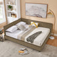 Storage Upholstered Tufted Bed Frame With Backrest And Armrests