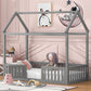 Wood House Bed With Fence And Door
