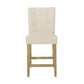 Chesterfield - Set of 2 - 26" Beige Button-Tufted Counter Stools with Upholstered Back