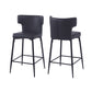 Hveron - Set of 2 - 28"Counter Height Bar Stools, Modern Black Upholstered Chairs with PU Leather, Metal Frame & Footrest for Kitchen Island or Bar Table