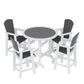 Dunbridge - Set of 5 - 29" Square HDPE High Top Bar Table & Chair Set in White & Gray, Outdoor Dining