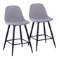 Parion - Set of 2 - 26" Counter Stools lack Metal Frame with Light Grey Fabric Upholstery