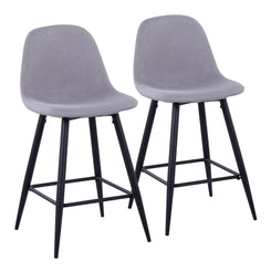 Parion - Set of 2 - 26" Counter Stools lack Metal Frame with Light Grey Fabric Upholstery