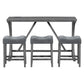 Hadden - Set of 4 - 30” Gray Industrial Bar Table Set with Power Outlet, 3 Stools, Solid Wood + MDF - Dining, Game, or Living Room, 59” x 19” x 36”