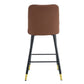 Harlow - Set of 2 - 27" Brown and Light Gray PU Bar Stools with Gold Accents and Black Metal Legs