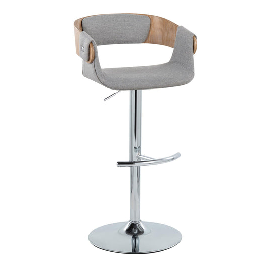 Elisa - Mid-Century Modern Adjustable Barstool With Swivel With Rounded T Footrest (Set of 2) - Gray