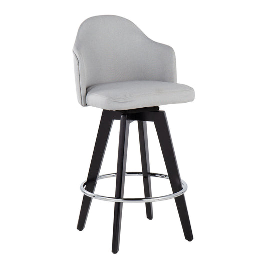 Ahoy - Contemporary Fixed Height Counter Stool Round Chrome Footrest (Set of 2) - Gray
