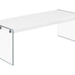 Coffee Table Rectangular For Living Room Clear Tempered Glass