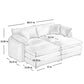 Modular Oversized Cushion Sofa With Ottoman, Low Back, Deep Seating Sofa Set
