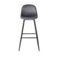 Nero - Set of 2 - 30" Dark Grey Velvet Bar Stools with Backrest, Black Metal Legs, and Footrests