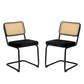 Rattan Side Accent Dining Chairs With Painted Legs (Set of 2)