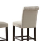 Stirling - Set of 2 - 24" Tan Tufted Solid Wood Counter Height Stools with High Back and Espresso Legs