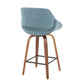 Arlivo - Set of 2 - 30" Walnut & Blue Noise Mid-Century Modern Counter Stools