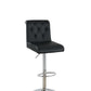 Luent – Set of 2 – 24" Adjustable Black Bar Stools with Tufted Back, Gas Lift, Chrome Base, and Faux Leather Upholstery