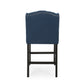 Vandalisa - Set of 2 - 27" Navy Blue & Dark Brown Fabric Tufted Wingback Counter Stools