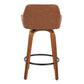 Modella - Set of 2 - 26" Contemporary Walnut Wood Counter Stools with Swivel