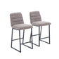 Porter - Set of 2 - 24" Coffee Linen Bar Stools with Footrest - Modern Upholstered Kitchen Chairs