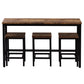 Thalor - Set of 2 - 24" Counter Height Stools with Extra Long 60.2" Brown Table and Footrest, Space-Saving Design