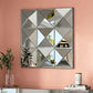3D Beveled Wall Mirror With Frame, Large Square Design For Living Room - Silver