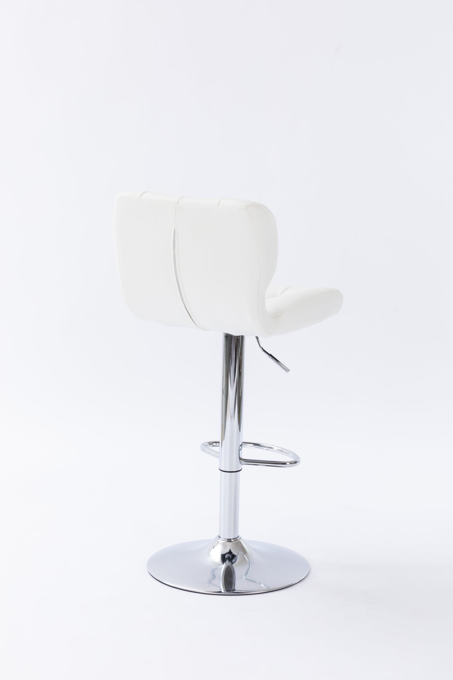 Lan - Set of 2 - 30" White Wingback Swivel Bar Stools, Adjustable Height, Chrome Base, Modern Design