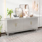 4 Door Cabinet With Adjustable Shelves, Large Storage For Living Room - Champagne
