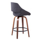 Lucero - Set of 2 - 20" Charcoal Upholstered Counter Stools, 360° Swivel with Walnut Wood Legs