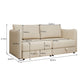 Modular Sectional Sofa With Storage, Convertible 2 Seater Sleeper Sofa - Beige