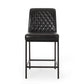 Hezekiah - Set of 2 - 24” Black Velvet Counter Stools with Diamond Tufted Backrest and Iron Frame