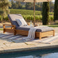 Chaise Lounge With Armrests, 2 Fold Cushion Set, 3 Position Adjustable Backrest, For Patio Pool - Dark Gray / Teak