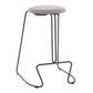 Len - Set of 2 - 20" Contemporary Counter Stools with Grey Steel Frame & Light Grey Upholstered Fabric Seats with Foam Padding