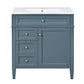 Bathroom Vanity With Top Sink, Storage Cabinet With 2 Drawers And Tip Out Drawer, Rectangular Design - Indigo Blue