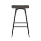 Aria - Set of 2 - 26" Height Swivel Counter Stools in Whitewashed Wood & Black Faux Leather with Round Metal Footrest