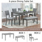 Ashford - Set of 6 - 19" Stool height, 18" Bench and 30" Table Gray Wooden Dining Set with Upholstered Chairs and Bench