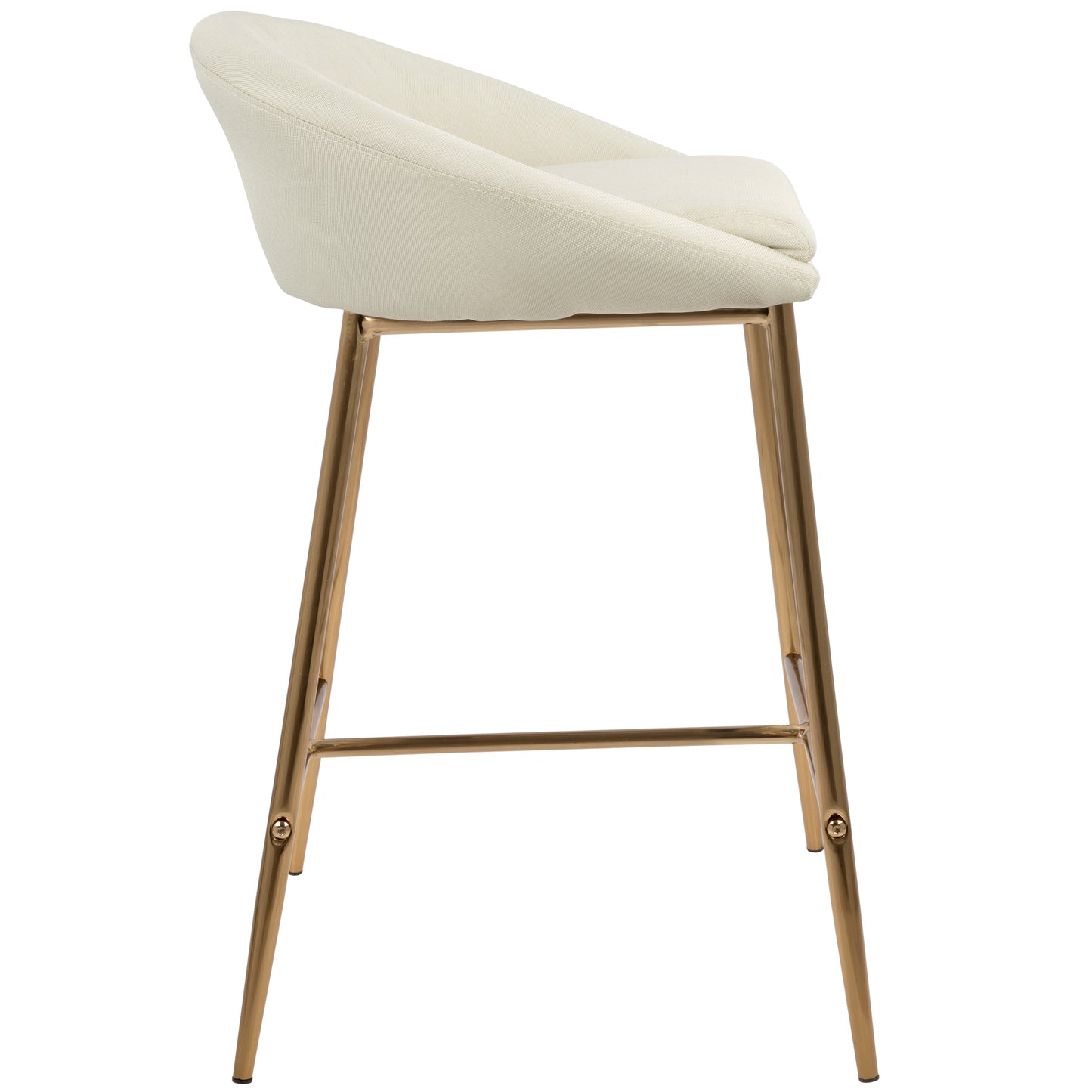 Matrellt - Set of 2 - 26" Cream Fabric and Gold Frame Counter Stools