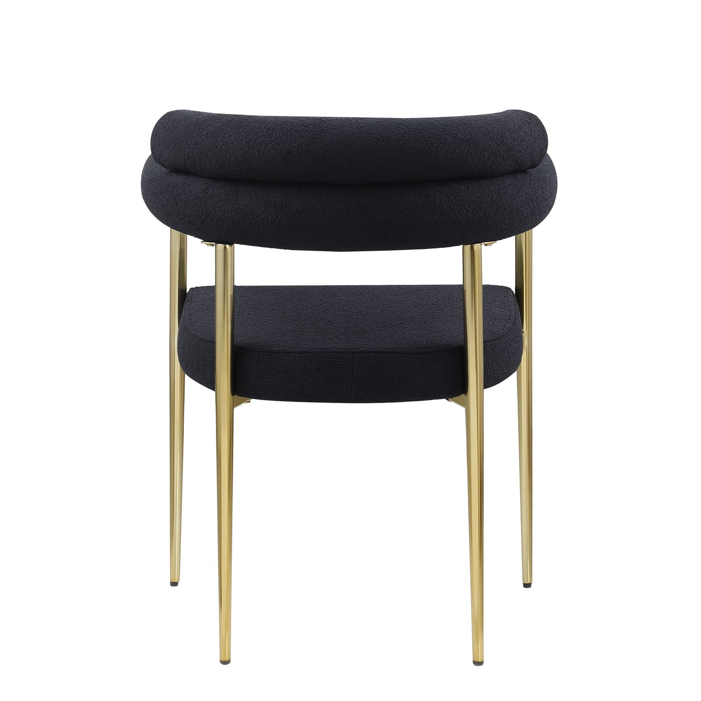 Dining Chairs (Set of 2), Mid-Century Modern Dining Chairs, Kitchen Dining Room Chairs, Round Boucle Backrest Sherpa Dining Chair With Brushed Metal Legs