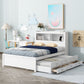 Platform Bed With Trundle, Drawers, USB Ports And Built In Shelves