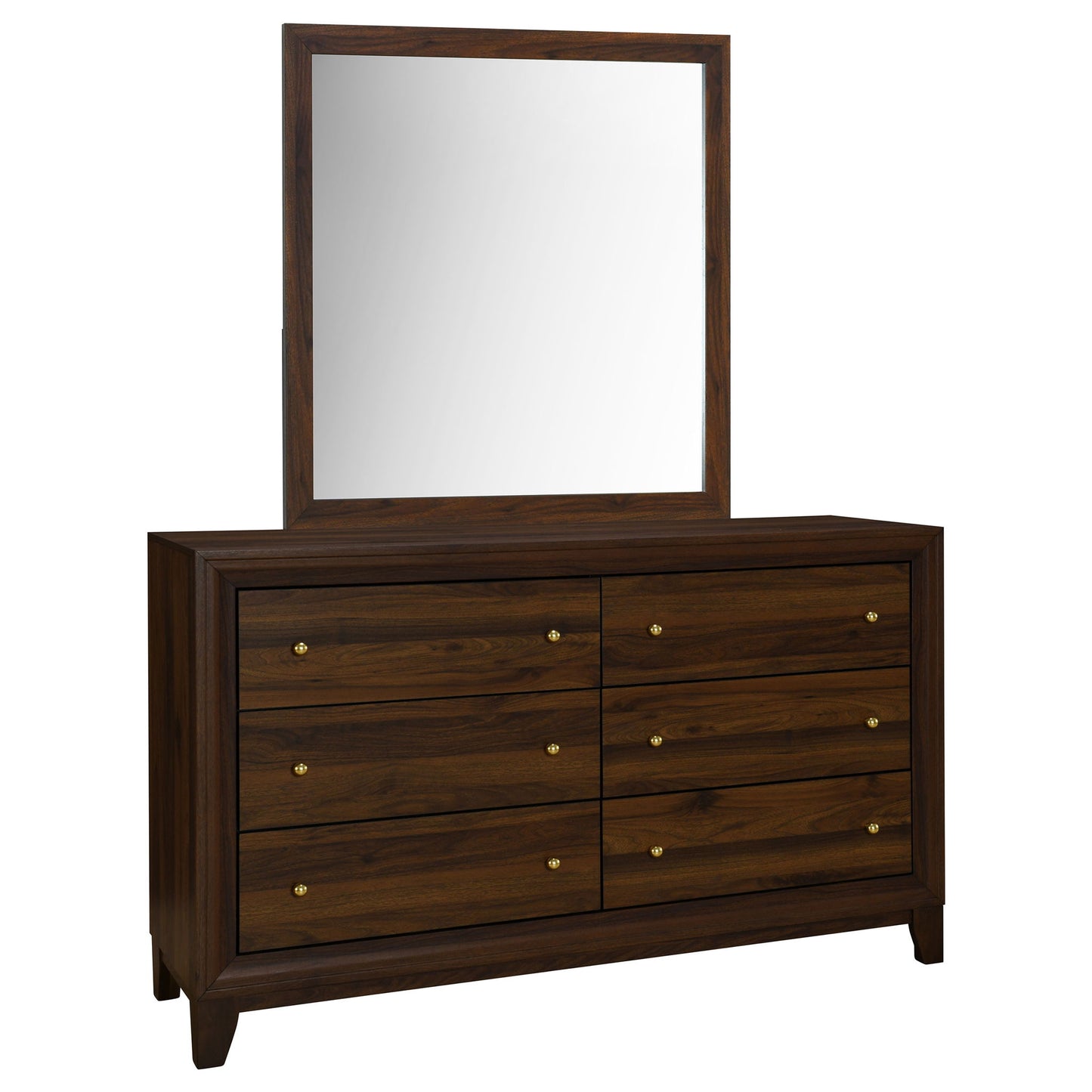 Anza - 6 Drawer Dresser With Mirro - Walnut