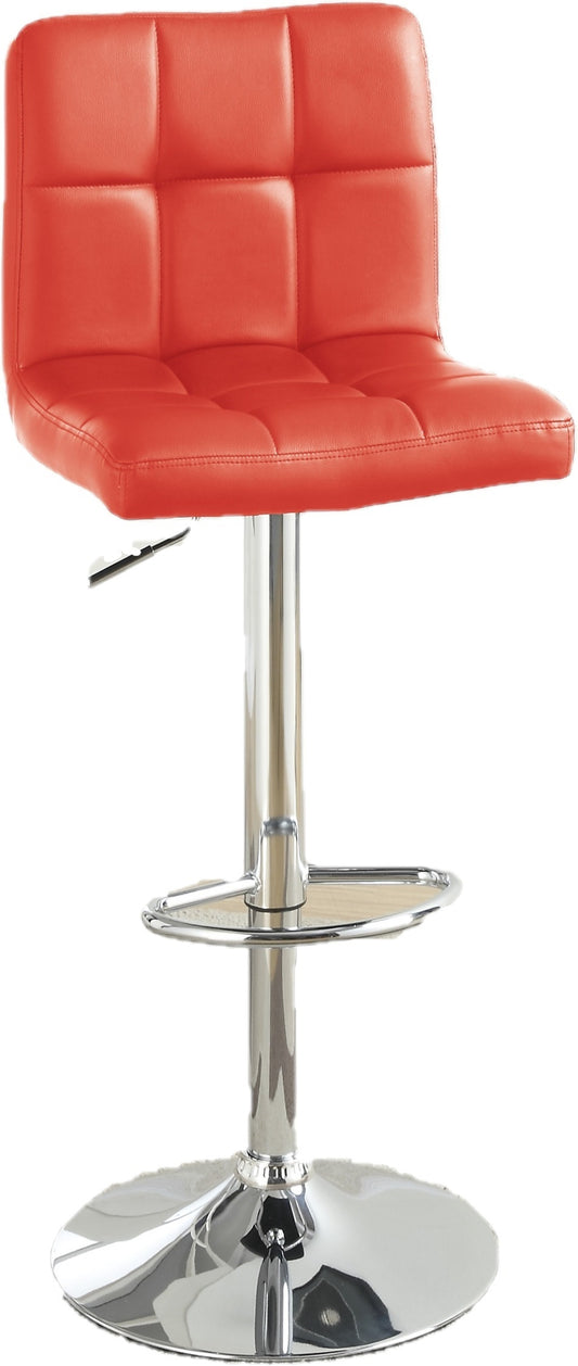 Salvo – Set of 2 – 24" Adjustable Red Faux Leather Bar Stools with Gas Lift