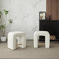 Vero – Set of 2 – 24" White Bouclé Upholstered Dining Stools with Solid Wood Base